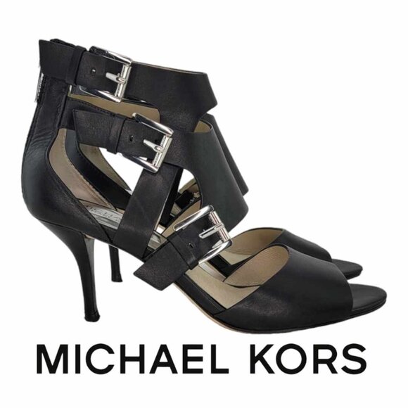 MICHAEL Michael Kors Shoes - AUTHENTIC MICHAEL Michael Kors Lucinda Open Toe Caged Heels Sz 8M - Black